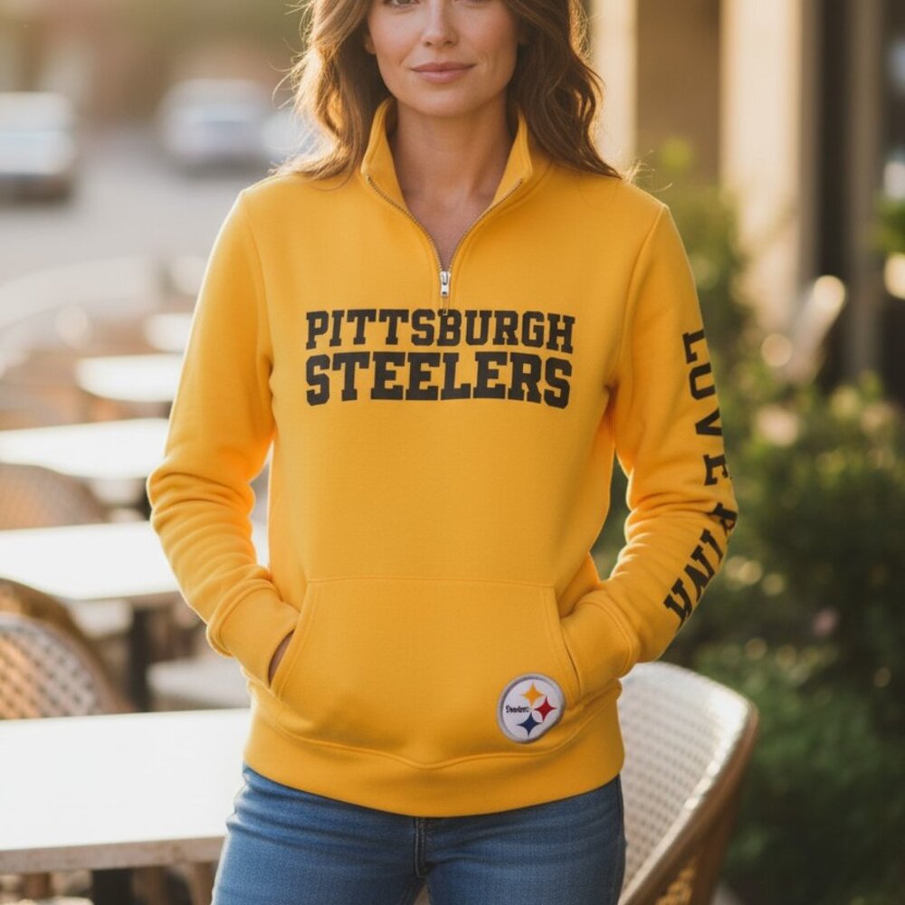 PINK Victoria's Secret x NFL Pittsburgh Steelers 1/4 Zip Pullover - Picture 2 of 11